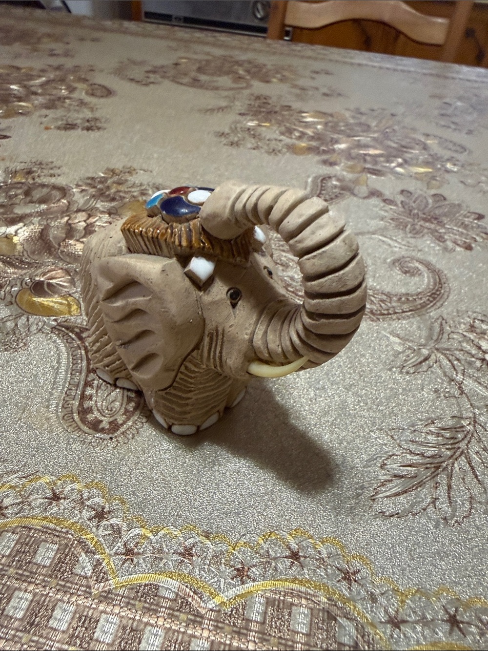 Artesania Rinconada Clay Elephant Figurine made in Uruguay.